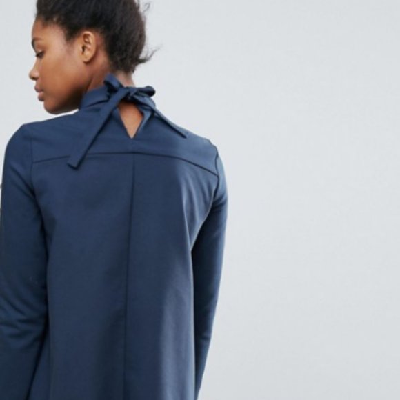 VILA High Neck Clean Blouse Navy Size Small - Picture 3 of 10